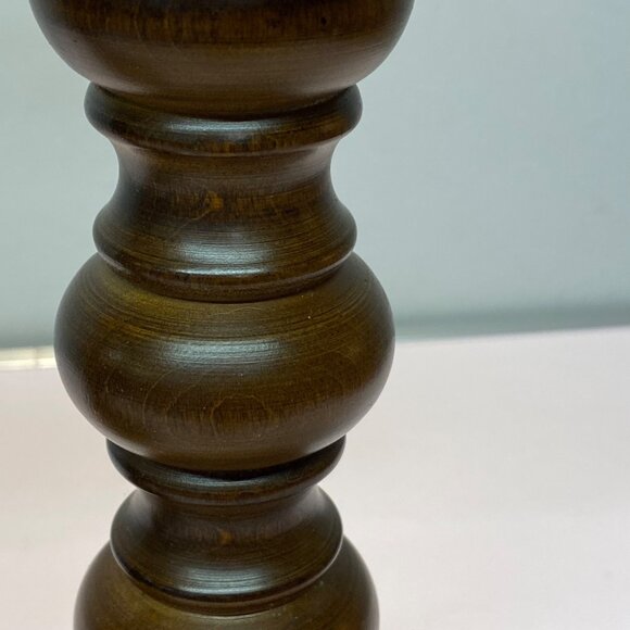 Vintage Wood Brass Set of 2 Candle Holders Homco Gold Tone 9.5"x4" MCM Retro - Picture 12 of 16